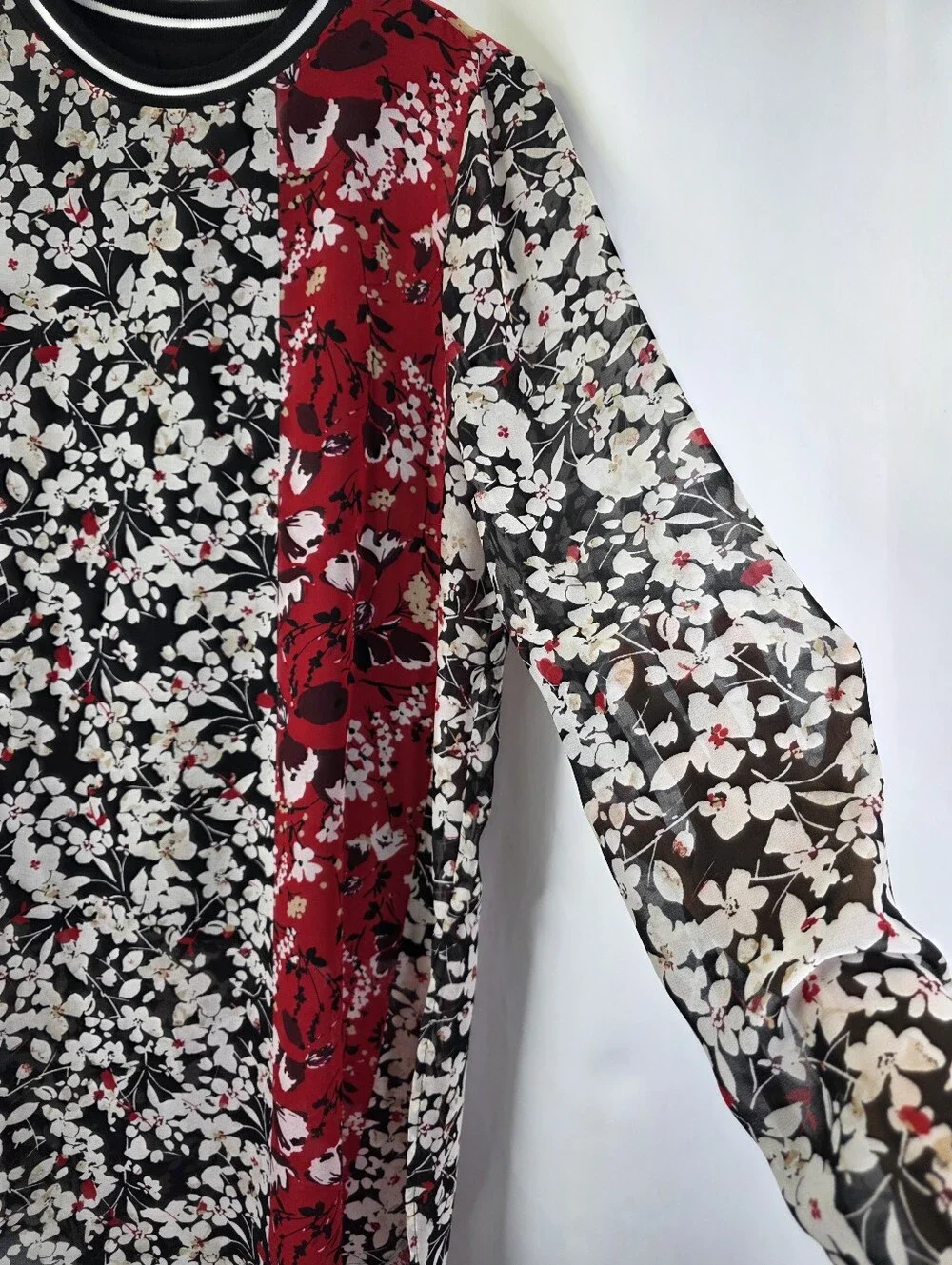 Calvin Klein Womens Size Med Floral Sheer Lined Crew Neck Tunic Dress Multicolor - Picture 9 of 16